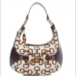 Gucci Amalfi Bamboo Canvas Horse-bit Hobo